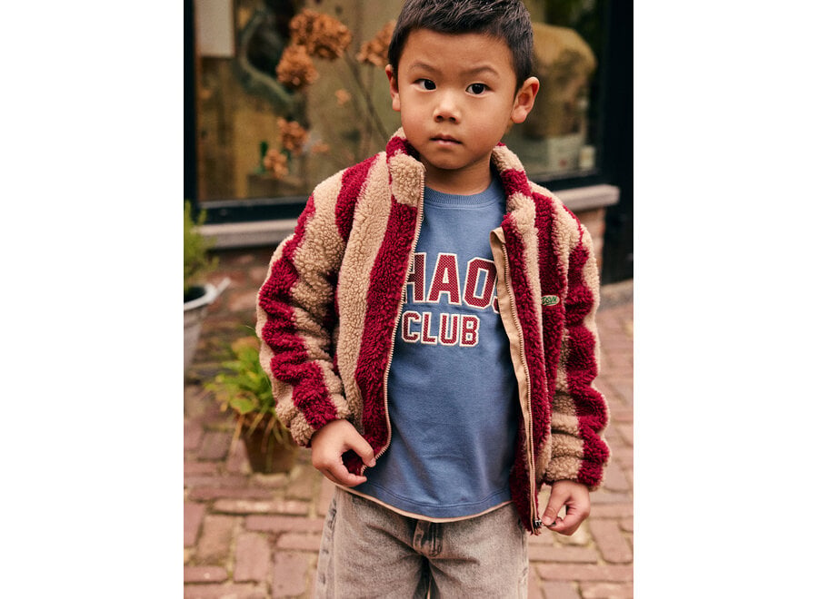 Striped teddy jacket - Rythmic red