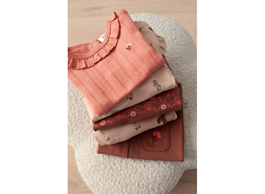 Pointelle rib LS - Forest garden/ roze