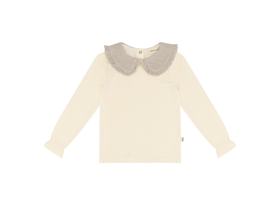 Collar tee - Cream & shimmer beige