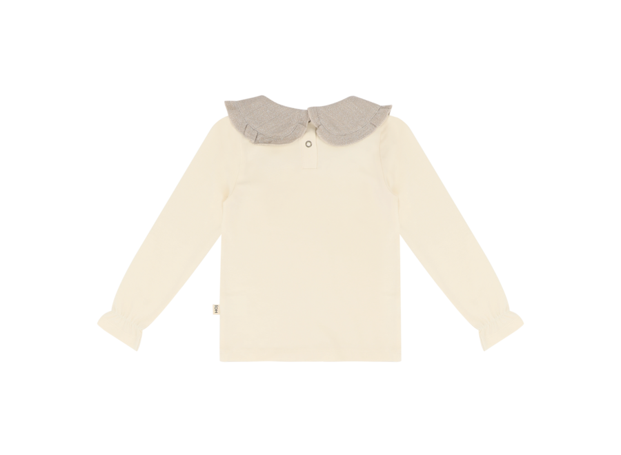 Collar tee - Cream & shimmer beige