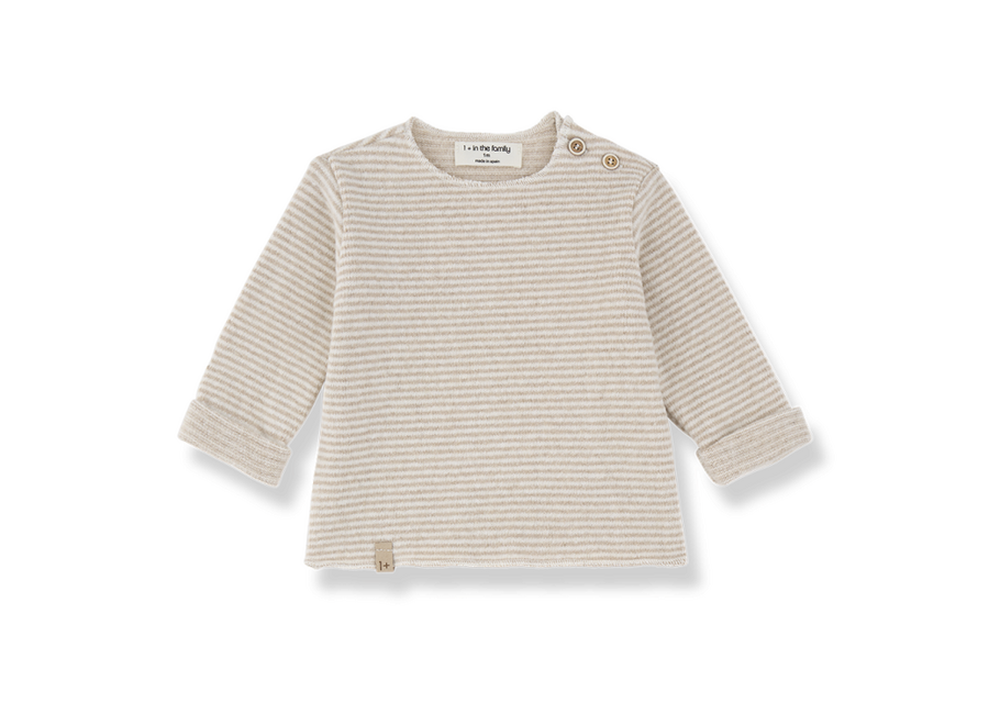 Aubin striped LS T-shirt - Beige