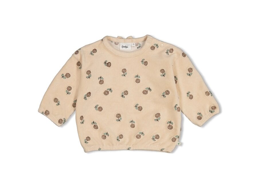 Sweater velours rib met borduursels - Lucky bloombird