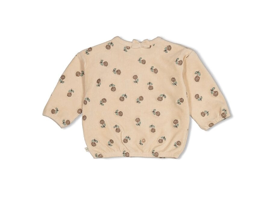 Sweater velours rib met borduursels - Lucky bloombird