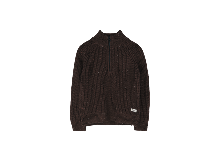 Fox half zip gebreide trui - Brown choco