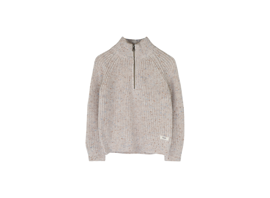 Fox half zip gebreide trui - Taupe