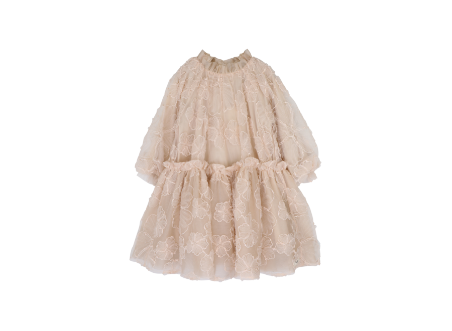 Izebelle embroidered flower dress - Beige