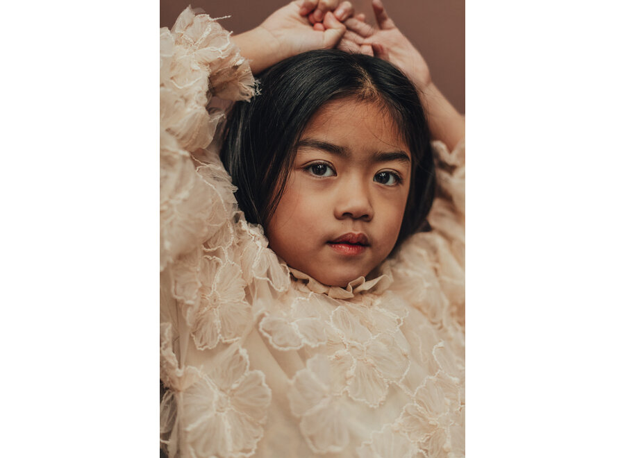 Izebelle embroidered flower dress - Beige