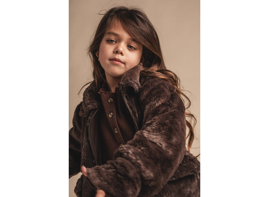 Isabeau soft fur jacket - Brown choco