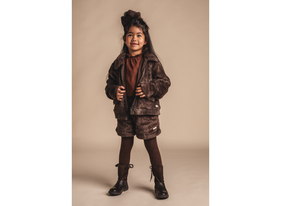 Isabeau soft fur jacket - Brown choco