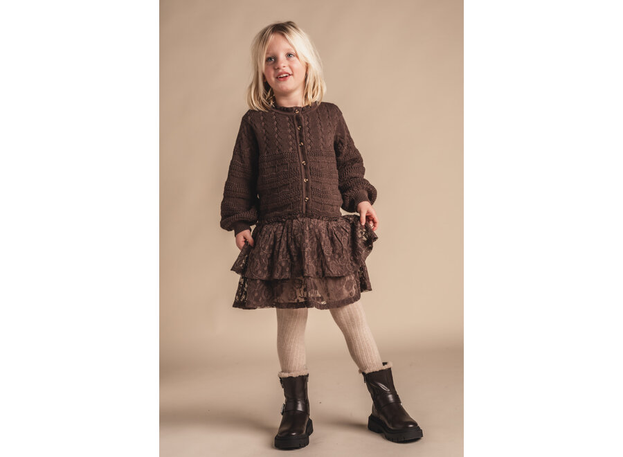 Yole knit & lace dress - Brown choco