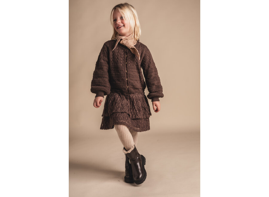 Yole knit & lace dress - Brown choco