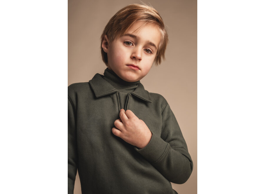 Cooper half-zip polo sweater - Green agave