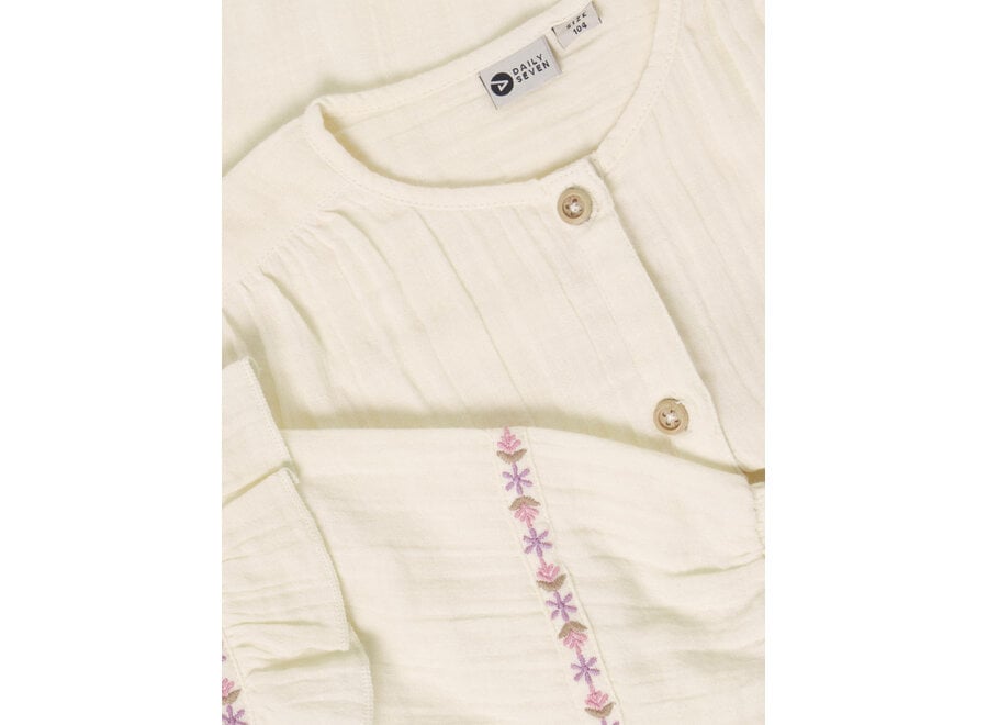 Shirt LS ruffle - Mother of pearl