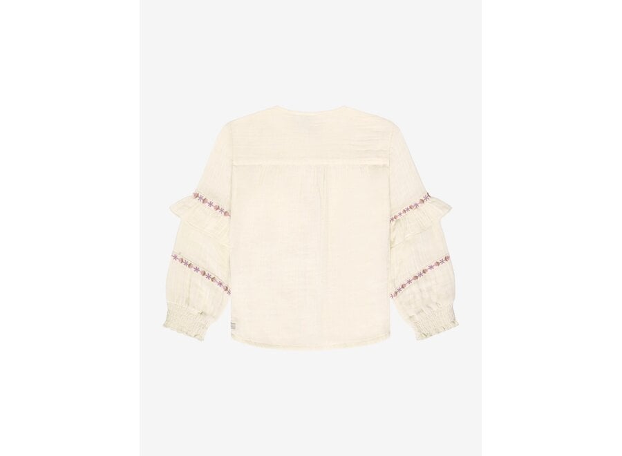 Shirt LS ruffle - Mother of pearl