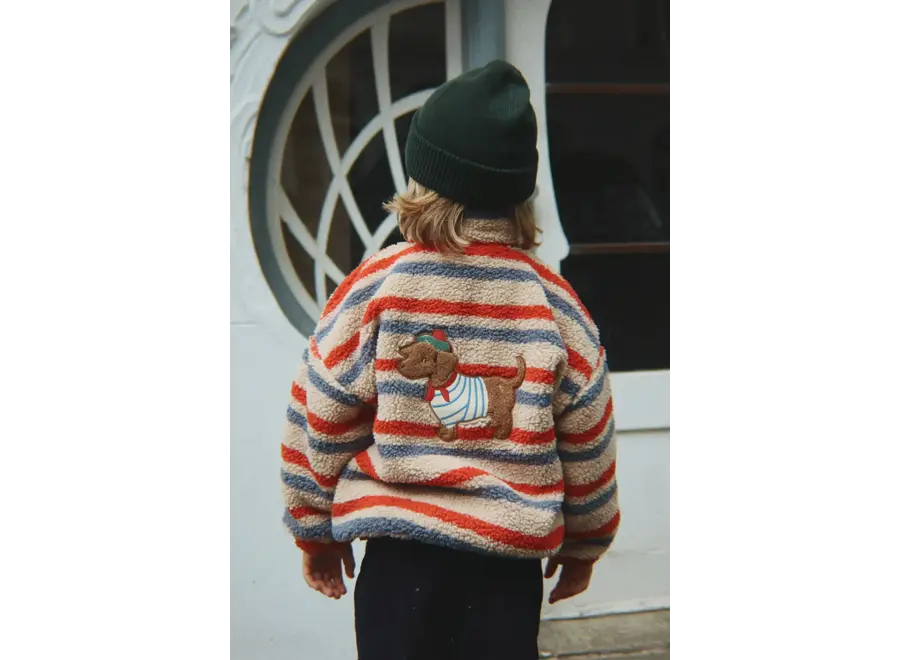 Jody teddy jacket - Tangerine stripe