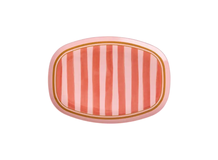 Large rectangular plate - Pink - Organic stripes print