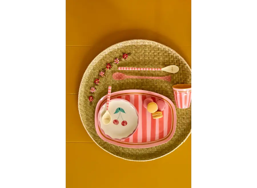 Large rectangular plate - Pink - Organic stripes print