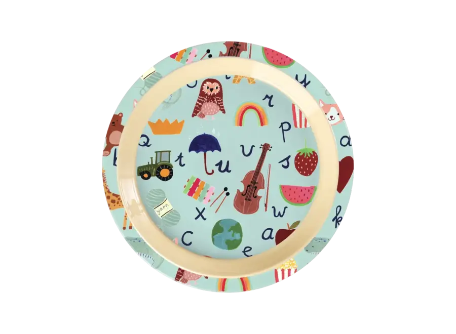 Kids lunch plate - Blue - ABC print