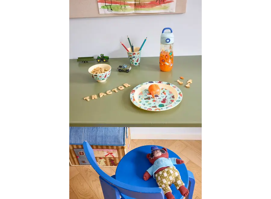Kids lunch plate - Blue - ABC print