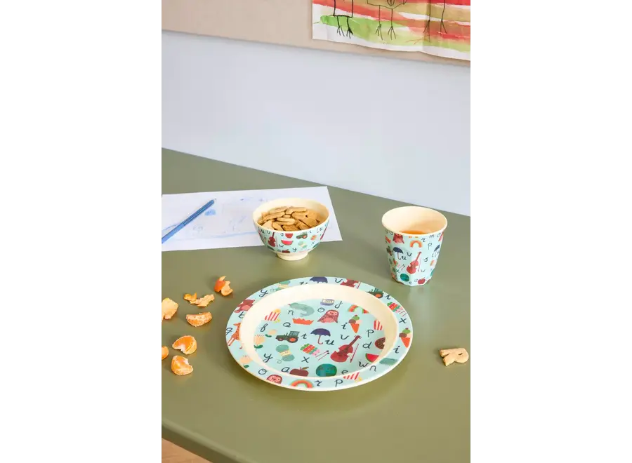 Kids lunch plate - Blue - ABC print