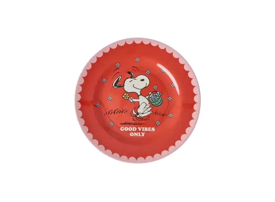 Round side plate - Red - Snoopy print