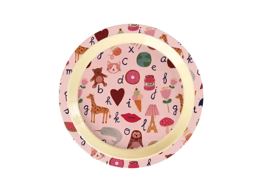 Kids lunch plate - Pink- ABC print