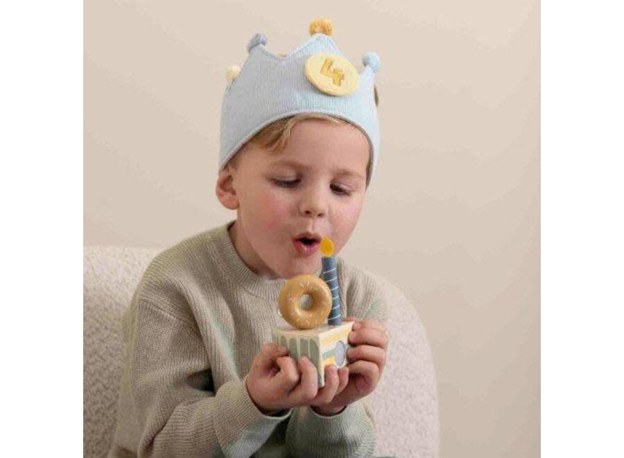 Verjaardagskroon stof met cijfers - Blauw