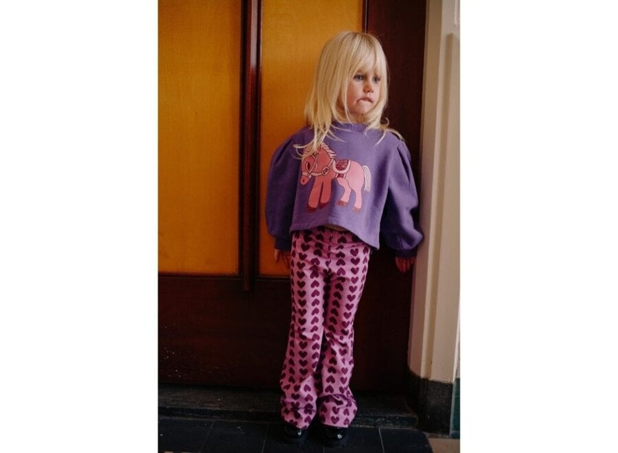 Purple hearts flared pants