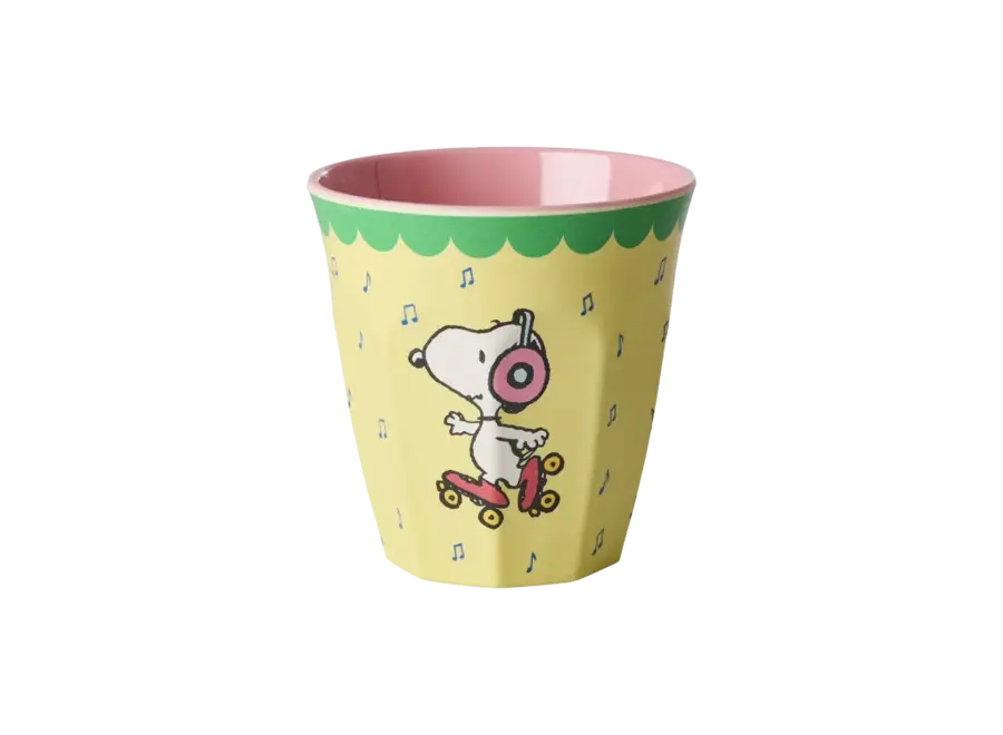 Melamine cup - Yellow - Snoopy print
