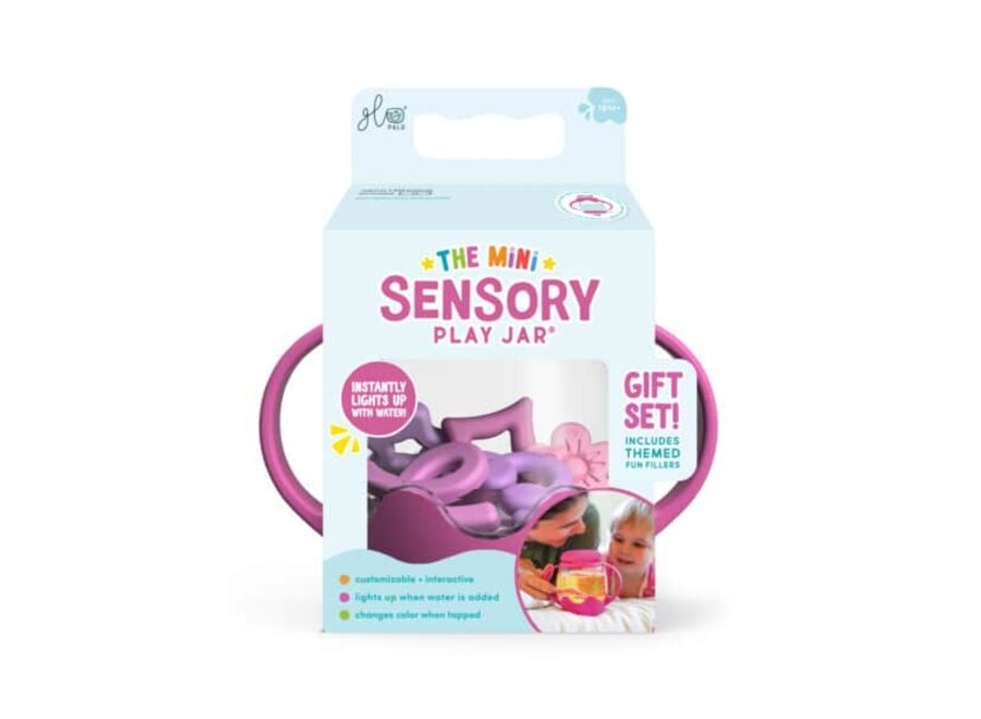 Sensory play mini jar - Pink with 5 soft shapes