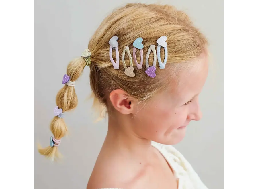 Teeny heart mini hair clips