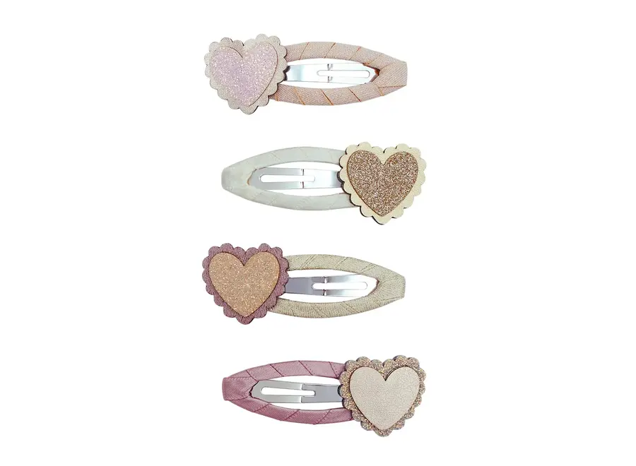 Scalloped heart hair clips