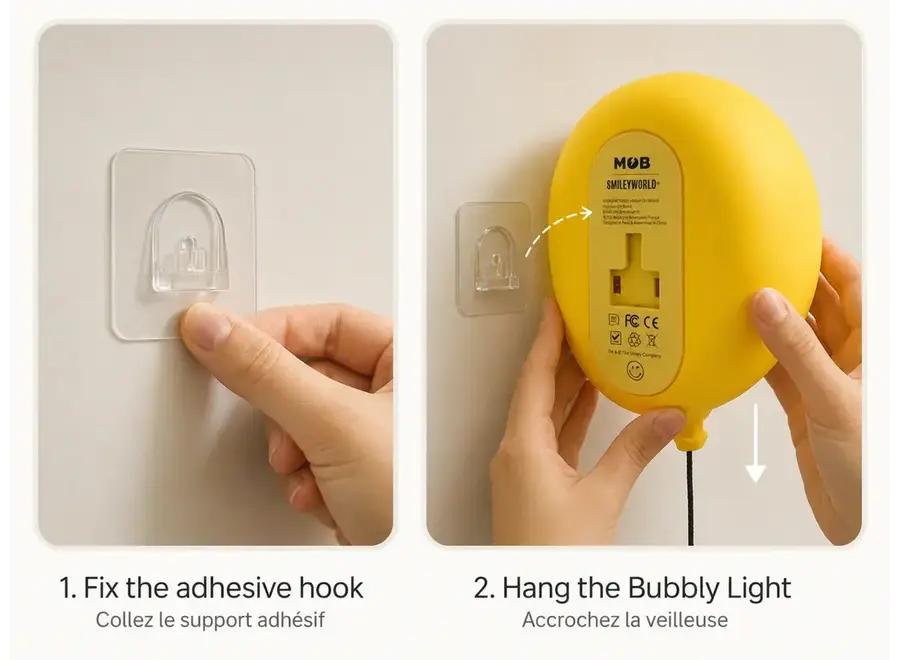Muurlampje - Bubbly light yellow - Smiley World