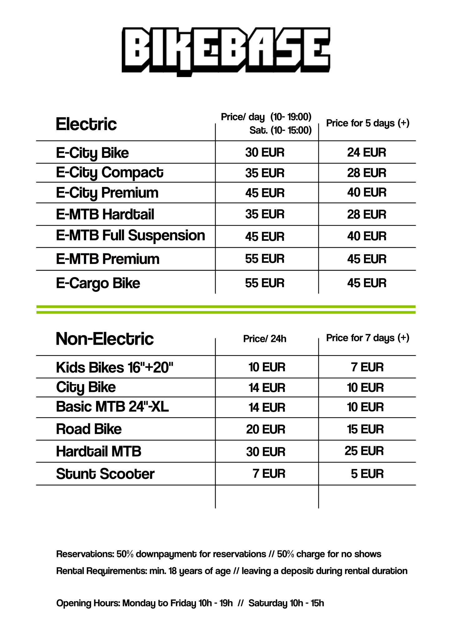 Rental Pricelist 09.2024