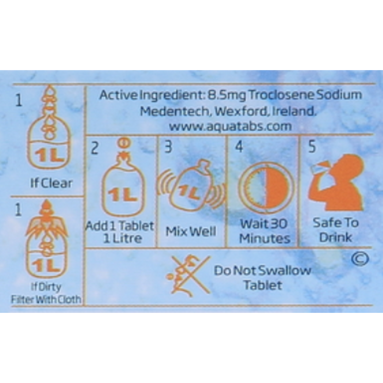 Medentech Aquatabs water purification tablets