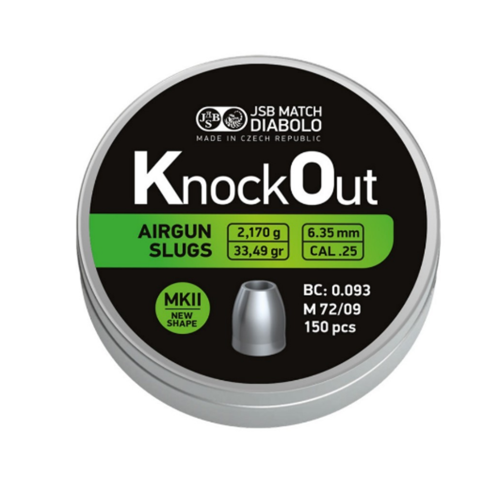 JSB JSB Knock Out slugs 6.35mm (.25) MK2 | 33.49 grains