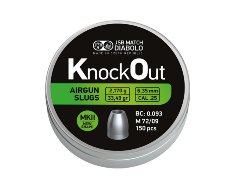 JSB Knock Out slugs 6,35mm (.25) MK2 | 33.49 grains - Airguns Europe 
