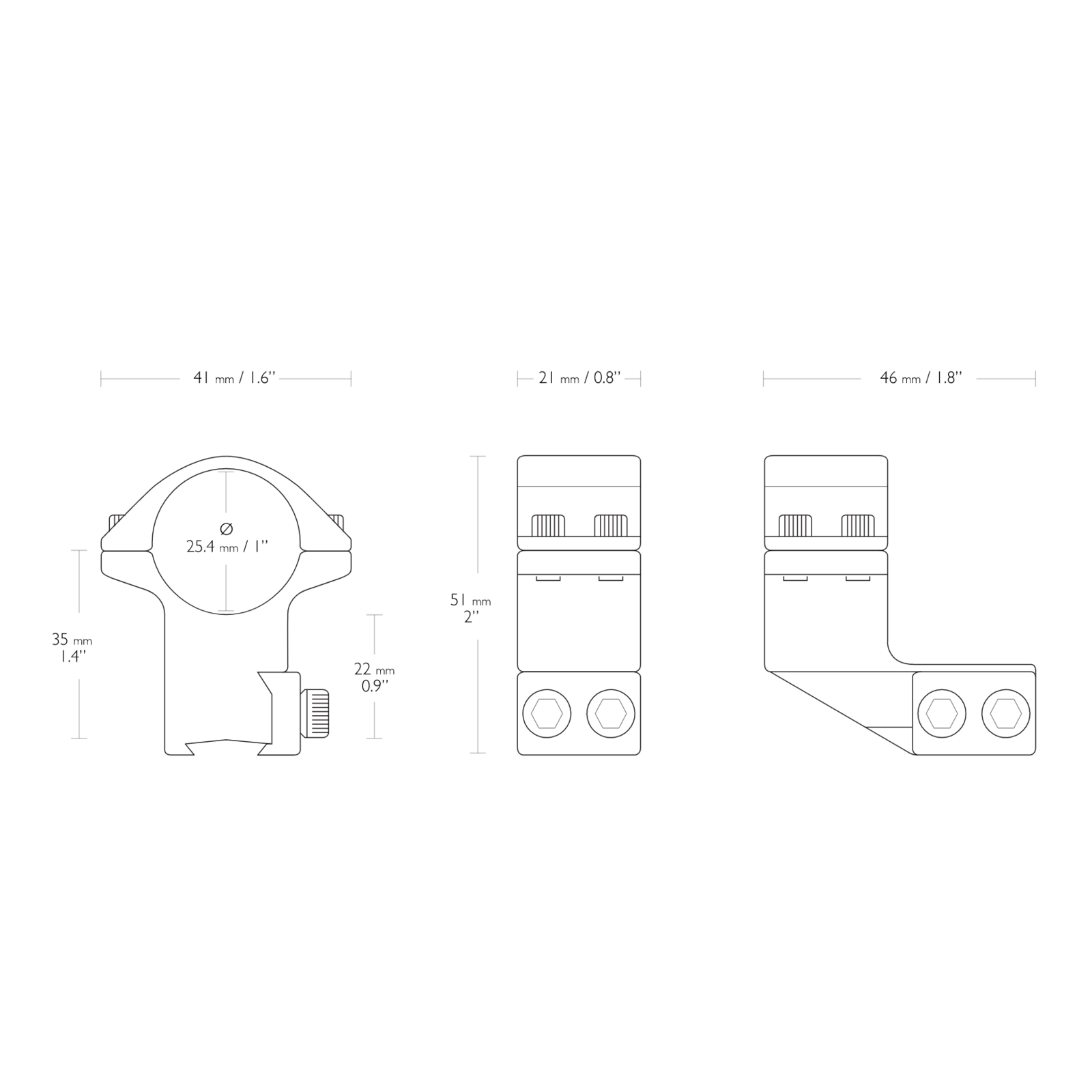 Hawke Hawke Match 1inch Extention ring mount | 9-11mm dovetail