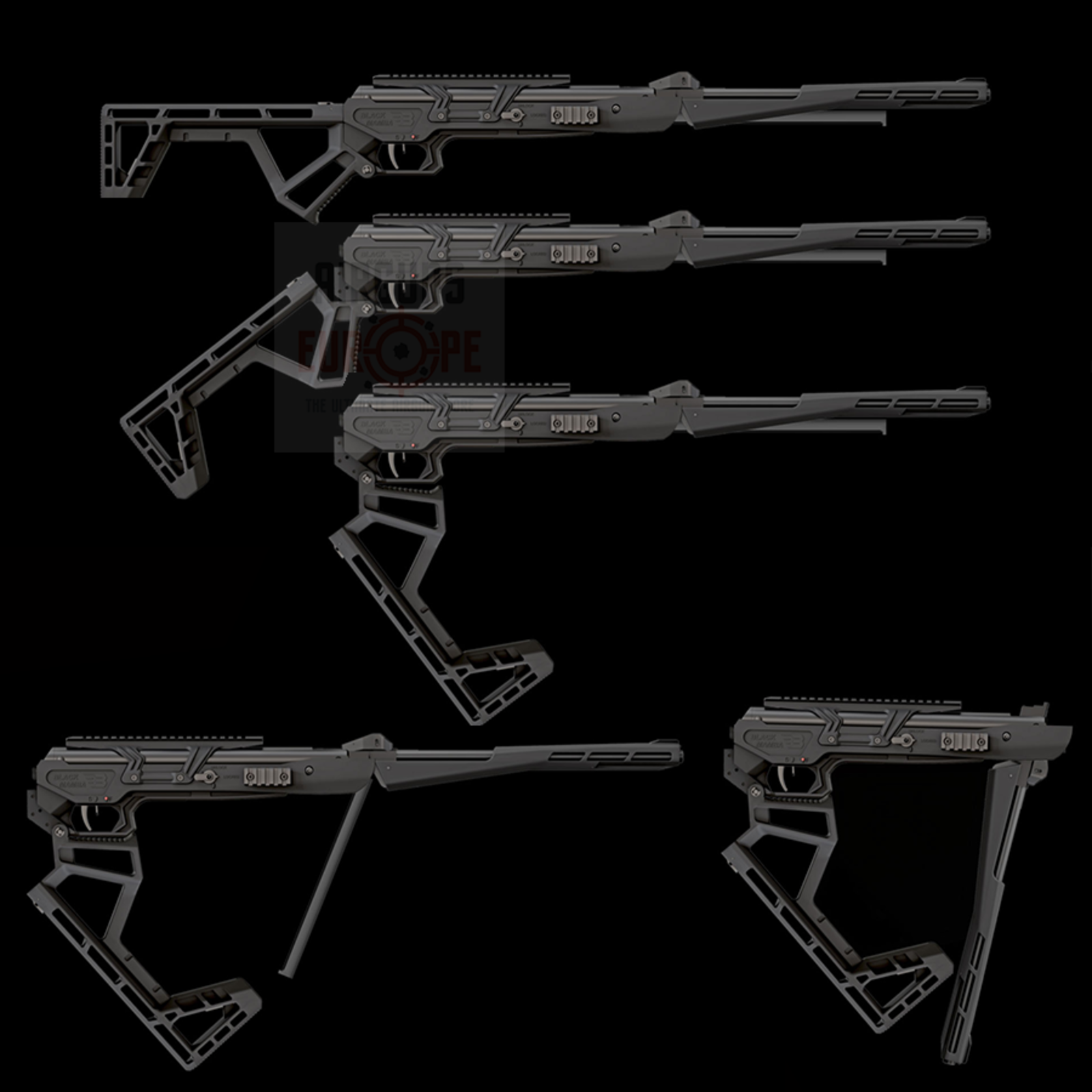 Black Bunker Black Bunker BM8 BLACK Thread | 5.5mm (.22) foldable airgun