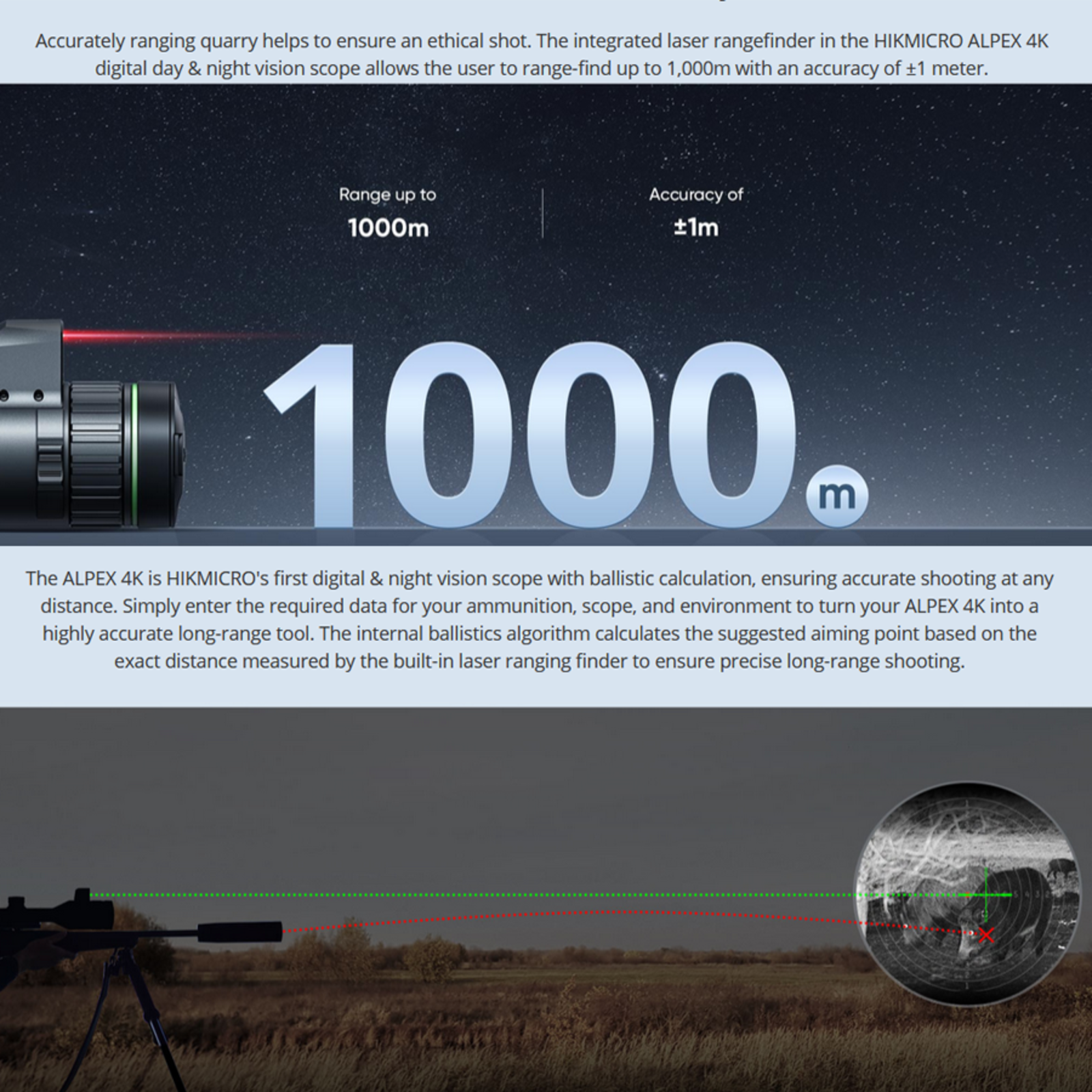 Hikmicro Alpex A50EL | LRF Ballistic Day/Night scope