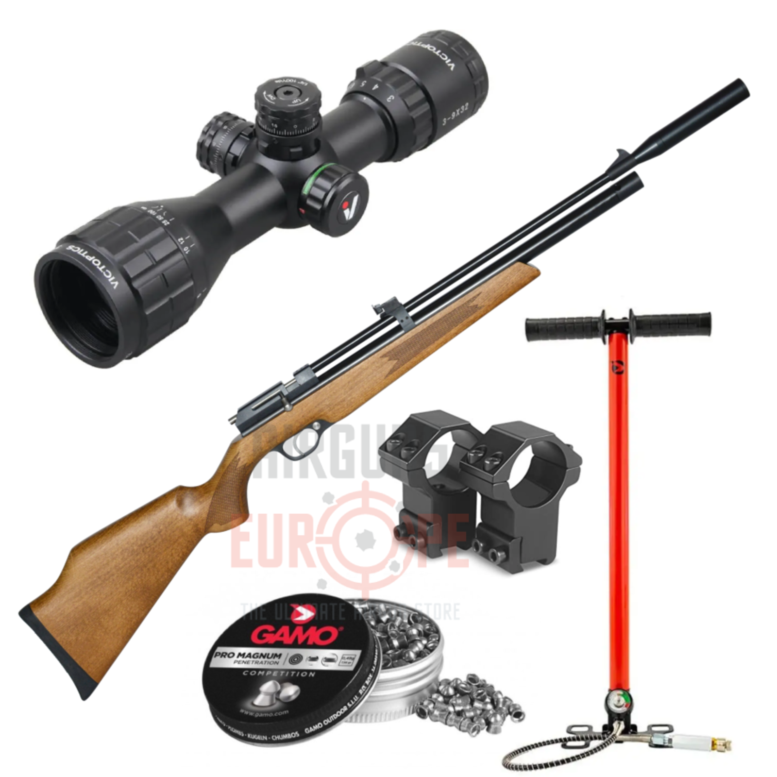 Snowpeak Airguns Snowpeak Airguns PR900 Wood G2 PCP rifle + pump + scope bundle