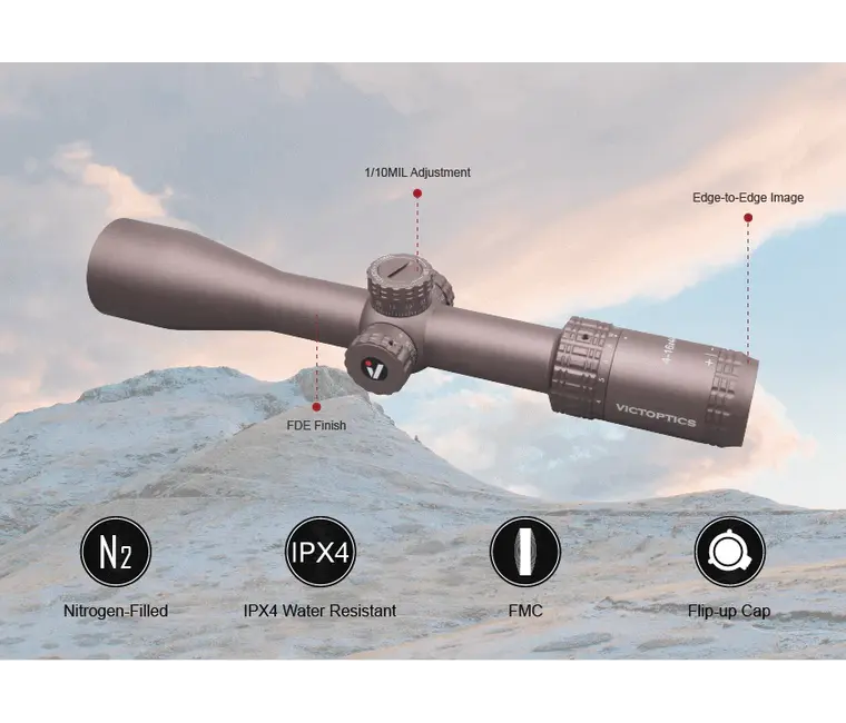 Rifle scope VictOptics S4 4-16x44 MDL | Coyote FDE - Airguns Europe