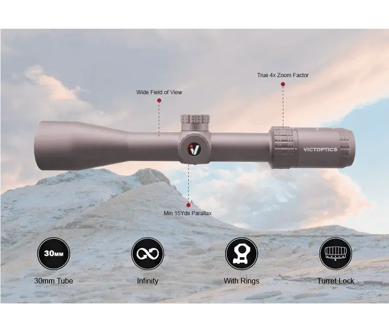 Rifle scope VictOptics S4 4-16x44 MDL | Coyote FDE - Airguns Europe