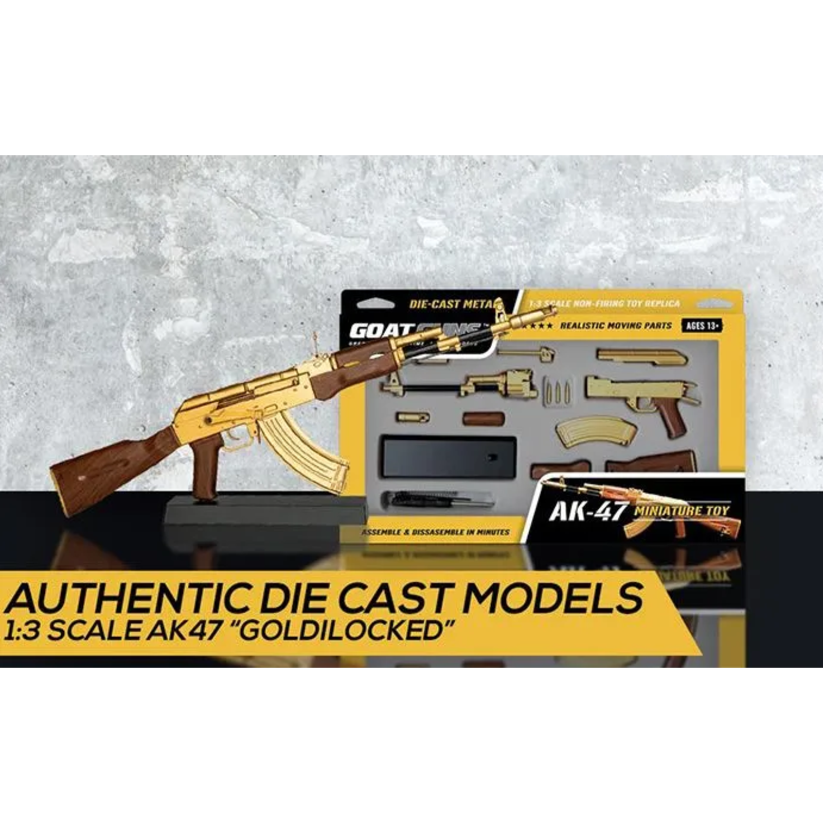 GOAT guns Miniatuur Goatguns Mini AK47 Gold