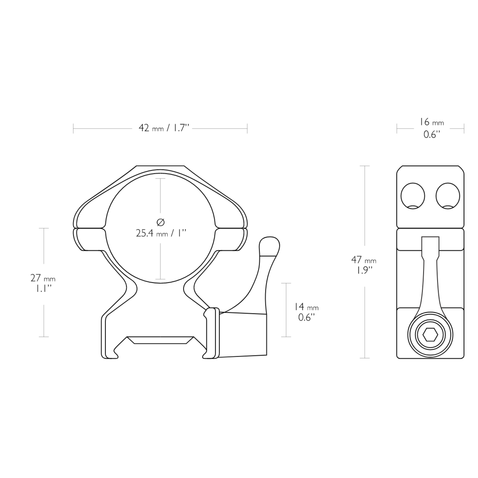Hawke Precision Steel Mounts QD 1"