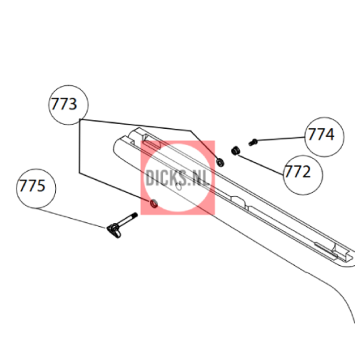 Complete kolfschroef met swivel voor Hatsan Mod 125 Sniper & Mod 135 QE
