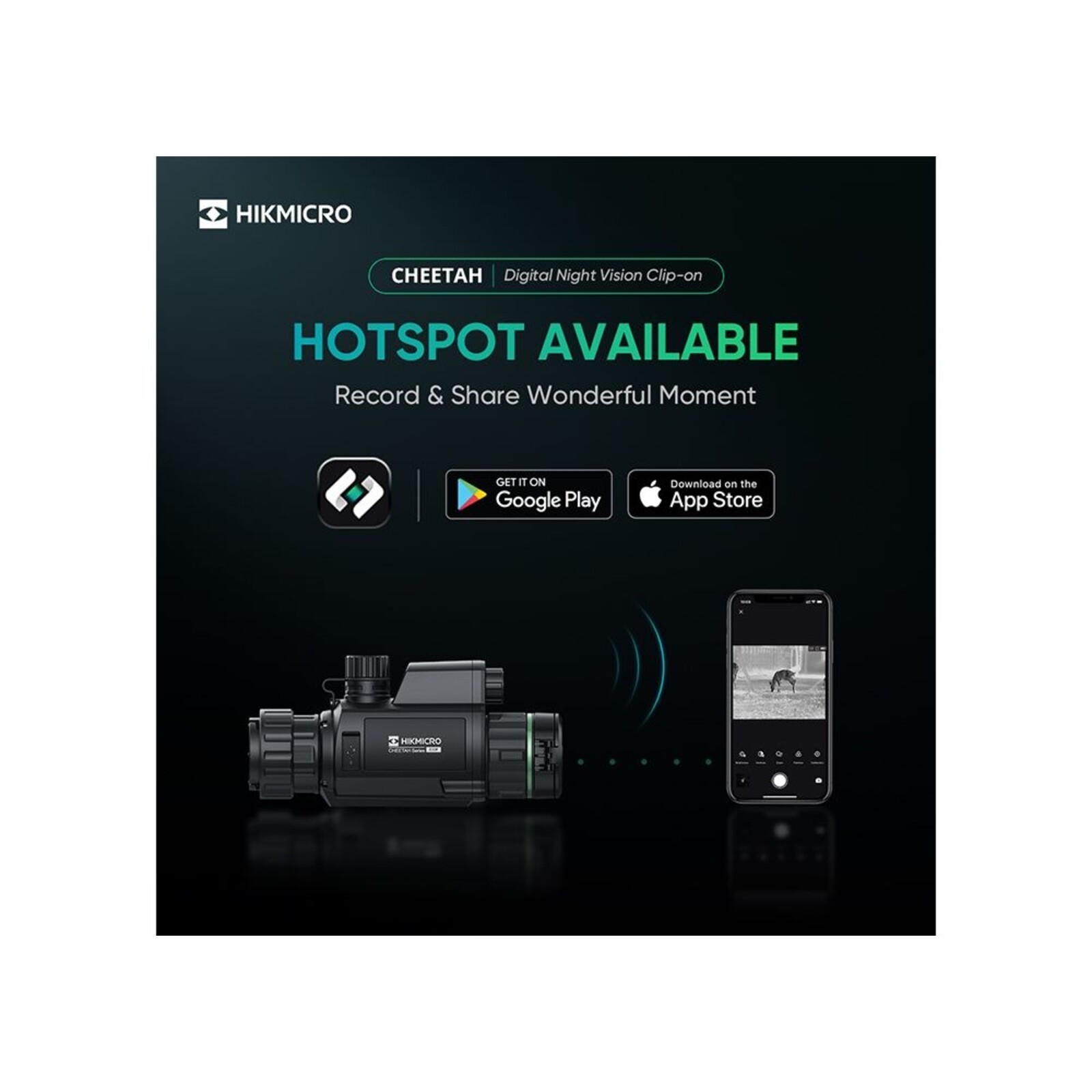 HIKMICRO Nachtzicht voorzetkijker Hikmicro Cheetah 940nm Zonder draadkruis