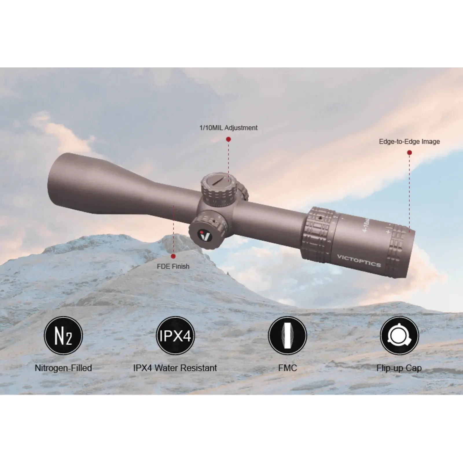 Vector Optics Richtkijker VictOptics S4 4-16x44 MDL | Coyote FDE