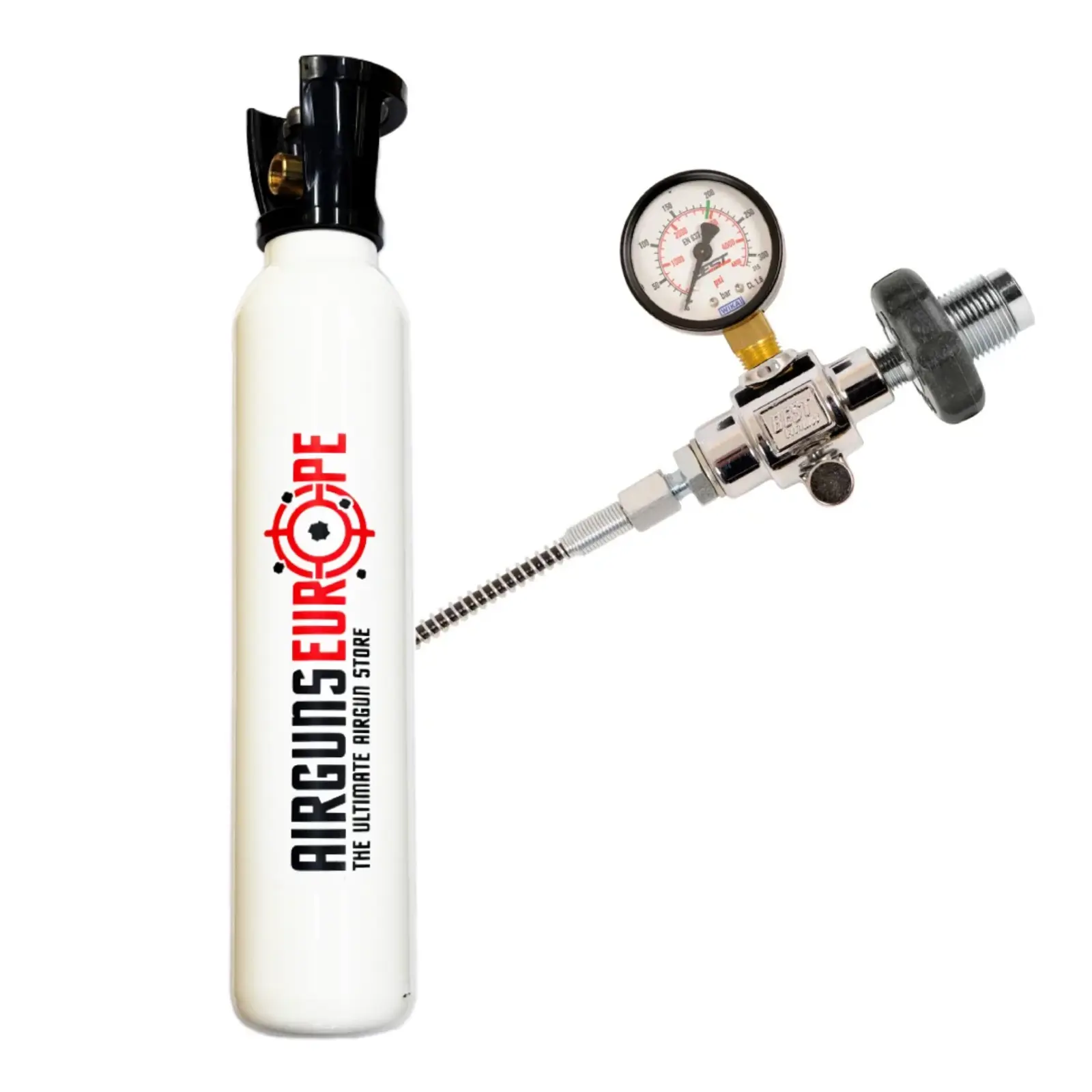 Airgunseurope Persluchtfles Vulset & Manometer | 300 Bar | 10 liter