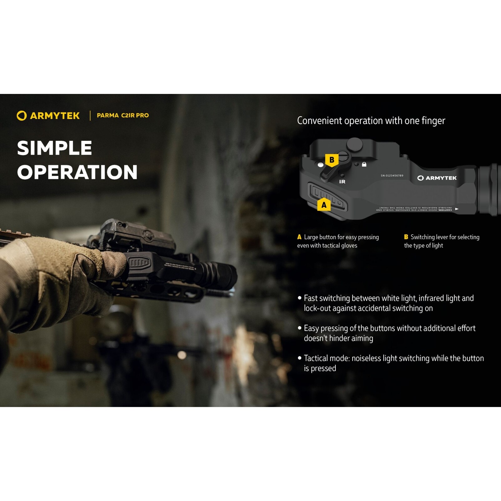 Armytek Parma C2IR Pro | Wit licht + 940 IR